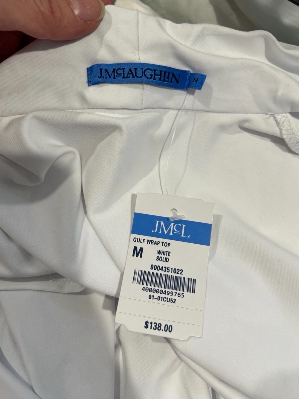 J McLaughlin white Draped Sleeveless Wrap-Front Top - Picture 3 of 5